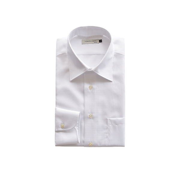 【日本製】 ワイシャツ メンズ 長袖 ビジネス 形態安定 綿100% レギュラーカラー ドビーコットン ホワイト(SNFG25-105-wh)